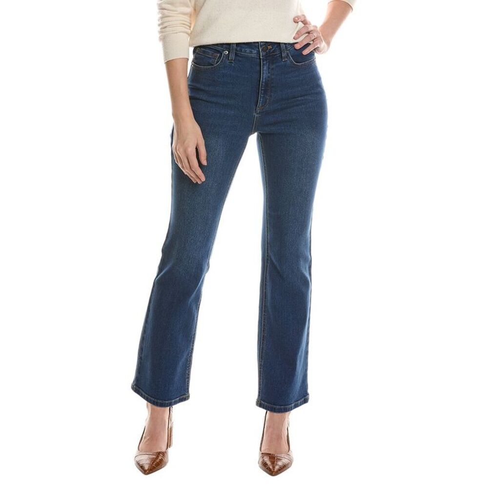 Anne Klein Womens Bootleg Sateen Denim Pant, Blue